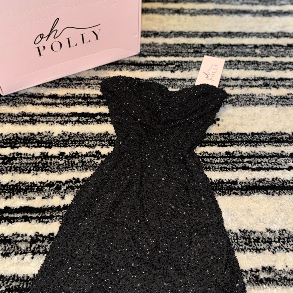 Oh Polly Glittering Black Mini Dress
